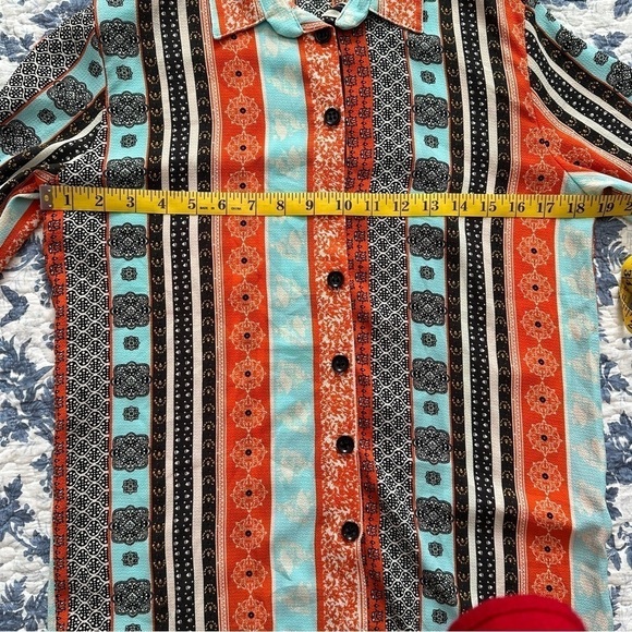 Misell Shirt Vibrant Button Down High Low Blouse Eclectic Multicolor Size S - Picture 8 of 8